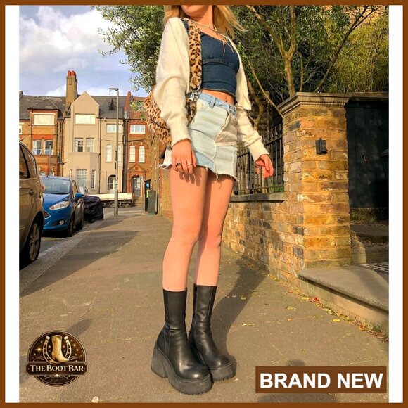 Wedge Heel Ankle Boots Platform Zipper Punk Motorcycle Booties Chunky Block - Picture 7 of 7